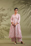 Rose Print Side Gathered With Tasseels Both Side A-line Cotton Suit Set