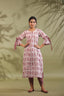 Maroon Floral Cotton Kurta with Checked Dhoti Pants Set
