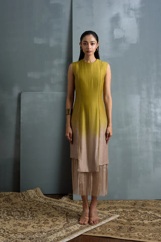 Silk Dress With Organza Detail