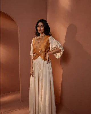 Silk Organza Detailed Waistcoat Set