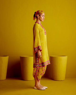 Digital Print Kurta with Tulip Drape Dhoti Pants