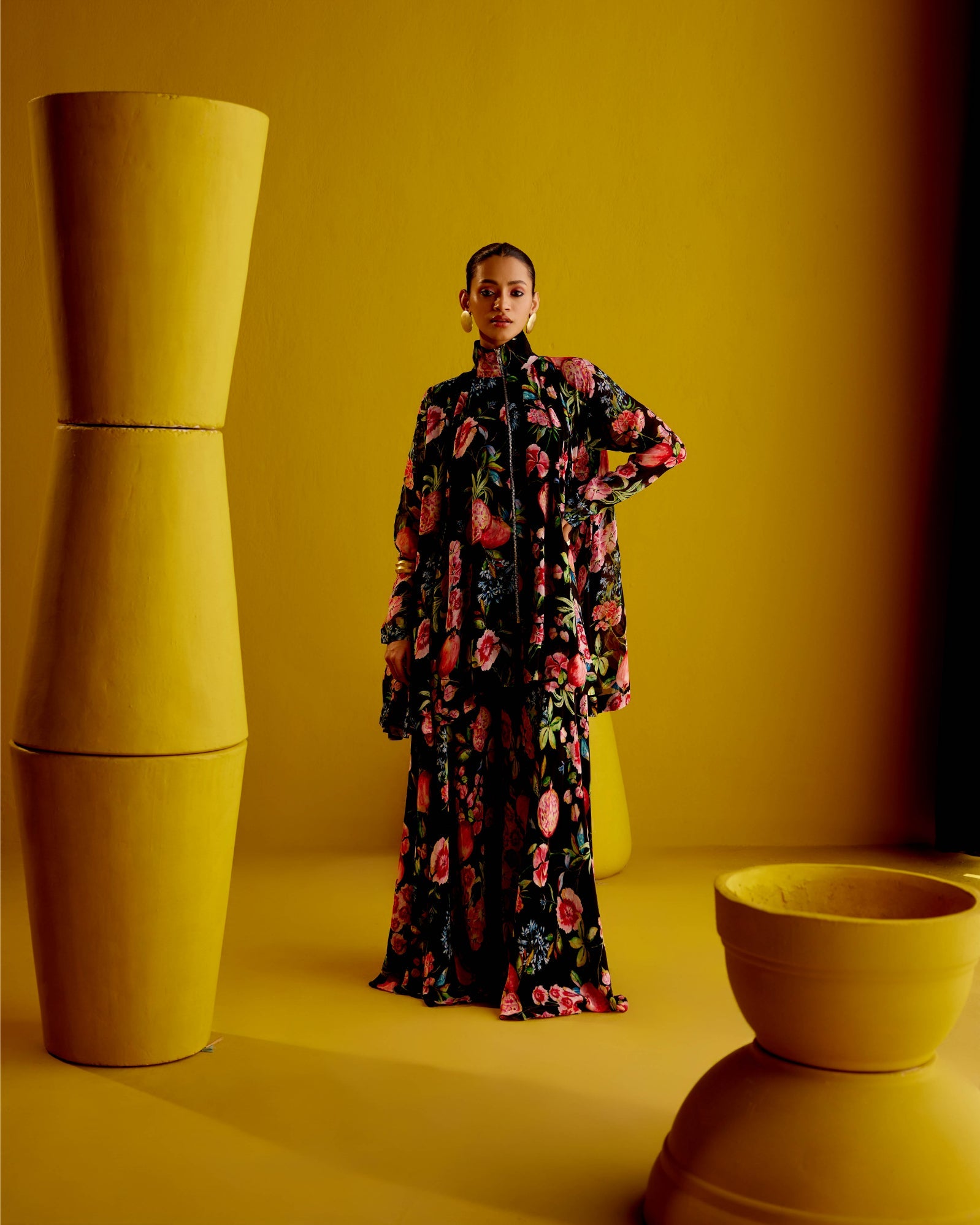 Draped, Jacket Style Top with Pallazo Pants Main image