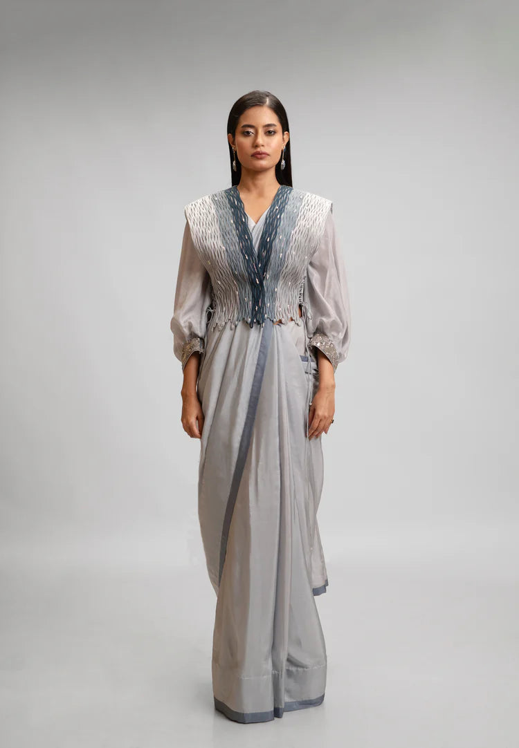 Nebula Corded Jacket Saree Set Main image