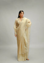 Marigold Tussar Silk Saree