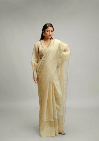 Tussar Silk And Organza Saree Set