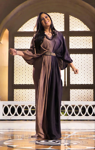 Silk Ombre Cape Set With Belt