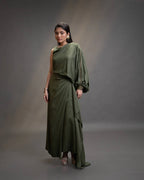 Olive Eclipse Draped Gown