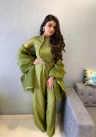Silk Jumpsuit And Dupatta Set