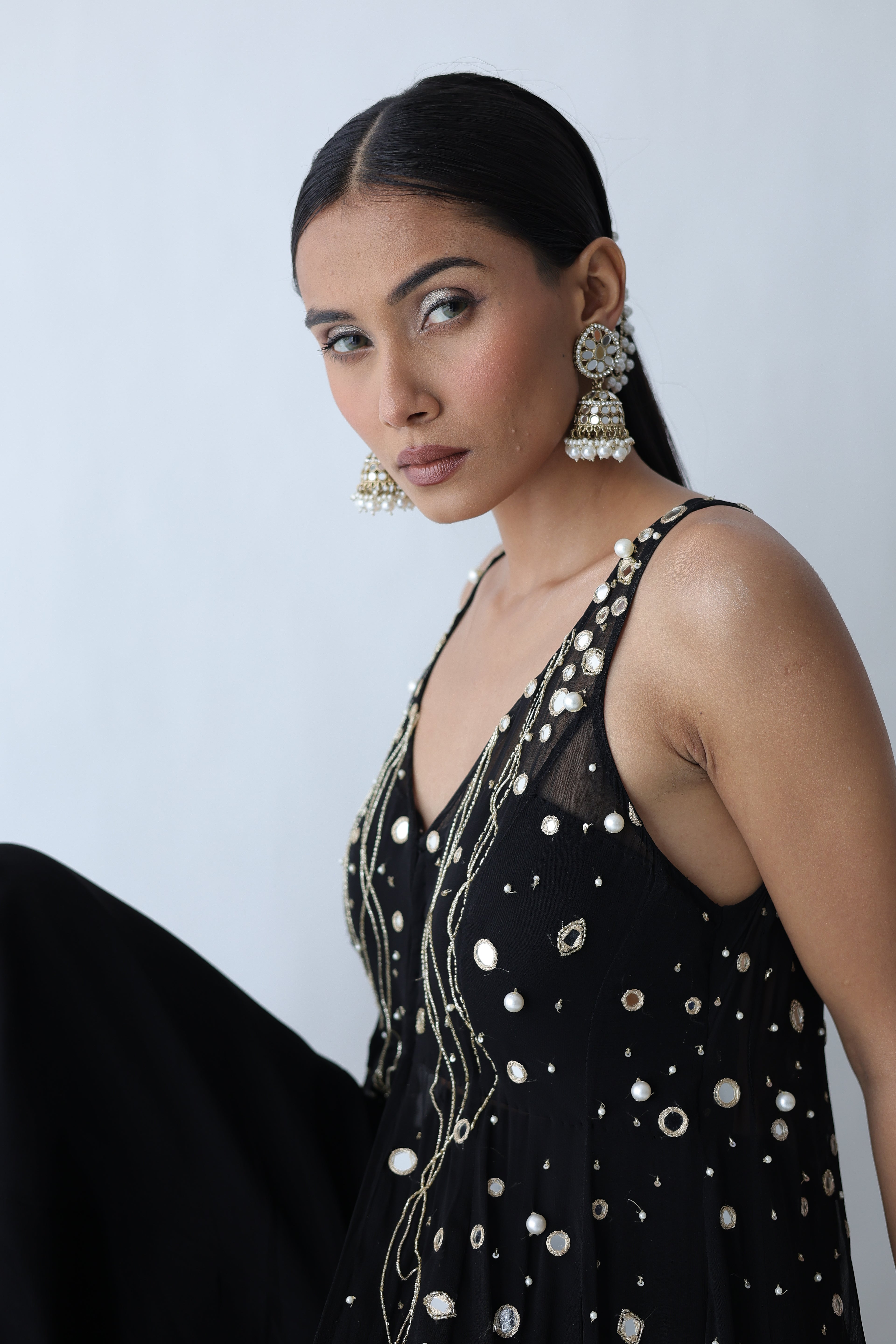 Kohinoor Assymetrical Kali Kurta With Wide Palazo And Dupatta