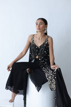 Kohinoor Assymetrical Kali Kurta With Wide Palazo And Dupatta