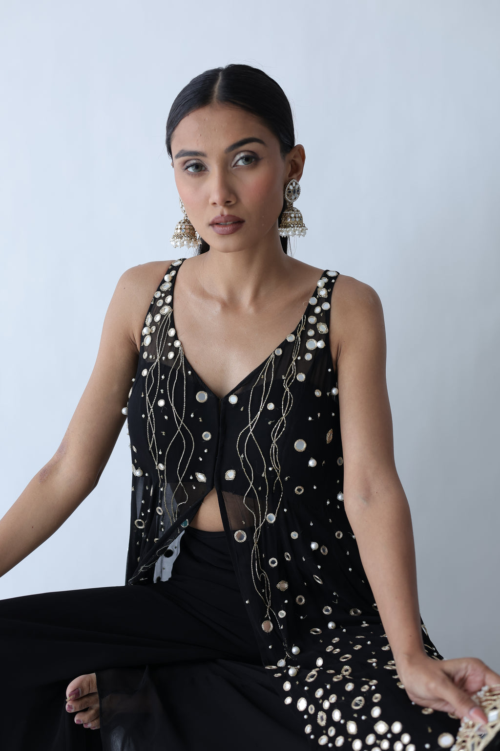 Kohinoor Assymetrical Kali Kurta With Wide Palazo And Dupatta