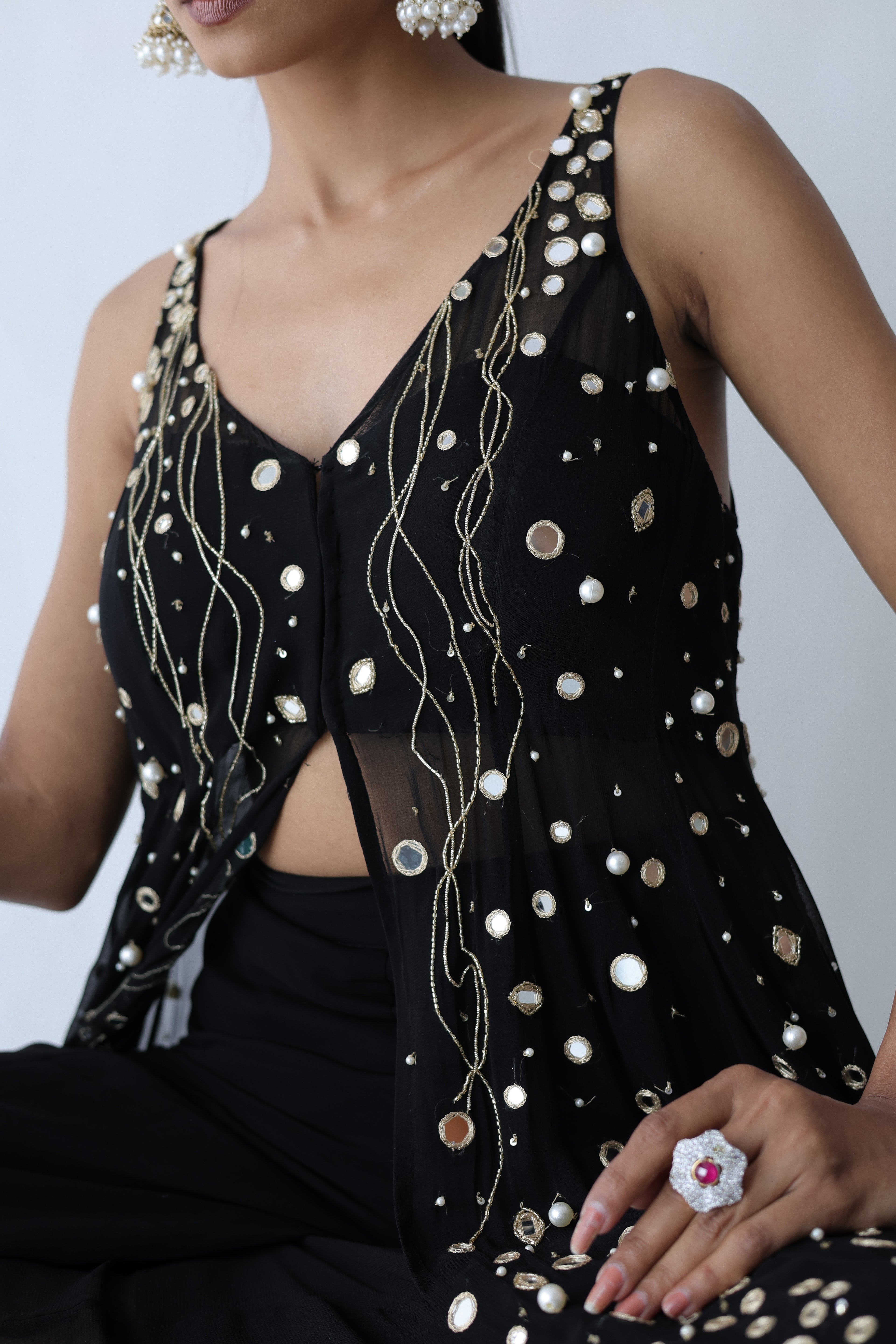 Kohinoor Assymetrical Kali Kurta With Wide Palazo And Dupatta