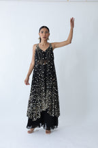 Kohinoor Assymetrical Kali Kurta With Wide Palazo And Dupatta