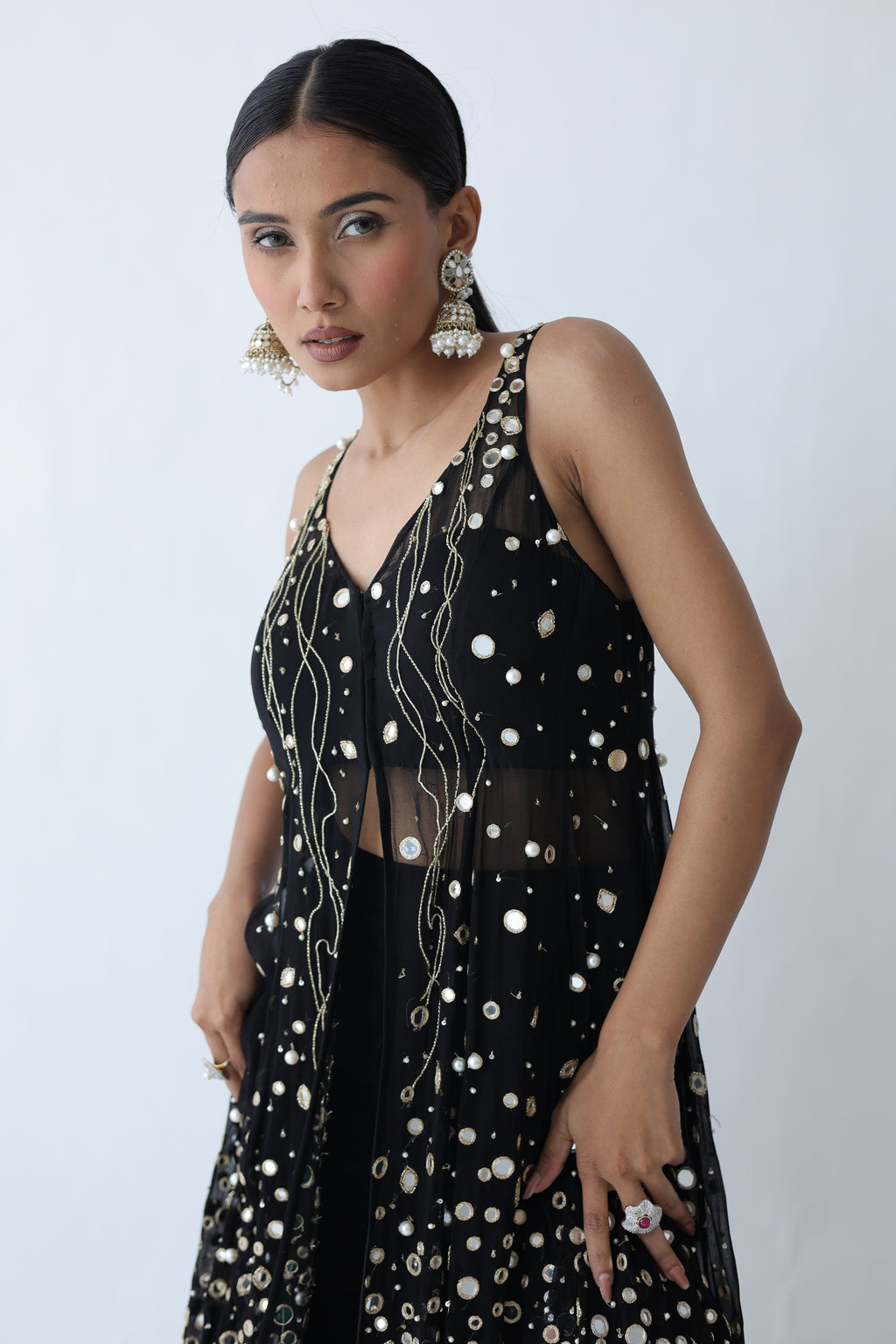 Kohinoor Assymetrical Kali Kurta With Wide Palazo And Dupatta