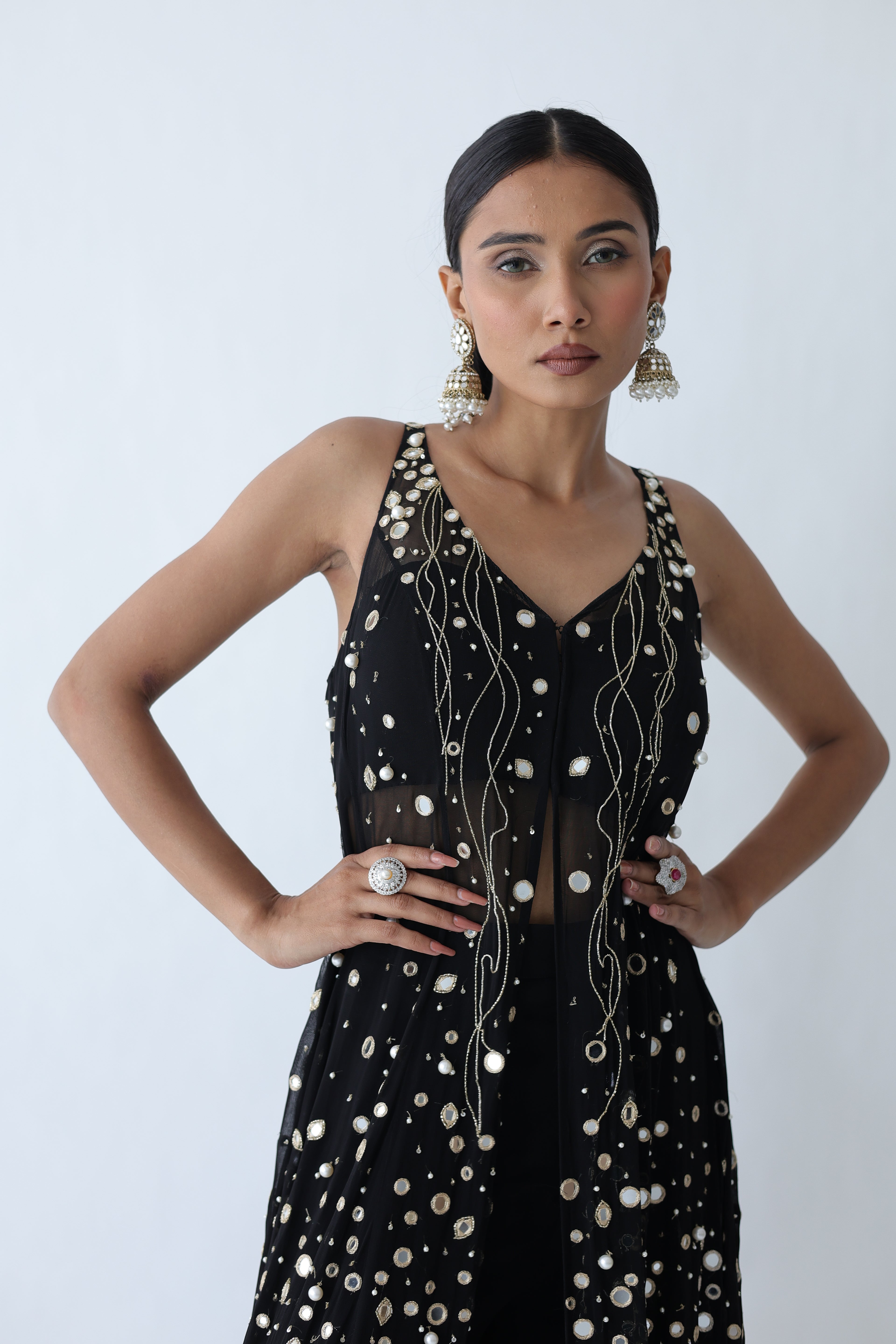 Kohinoor Assymetrical Kali Kurta With Wide Palazo And Dupatta