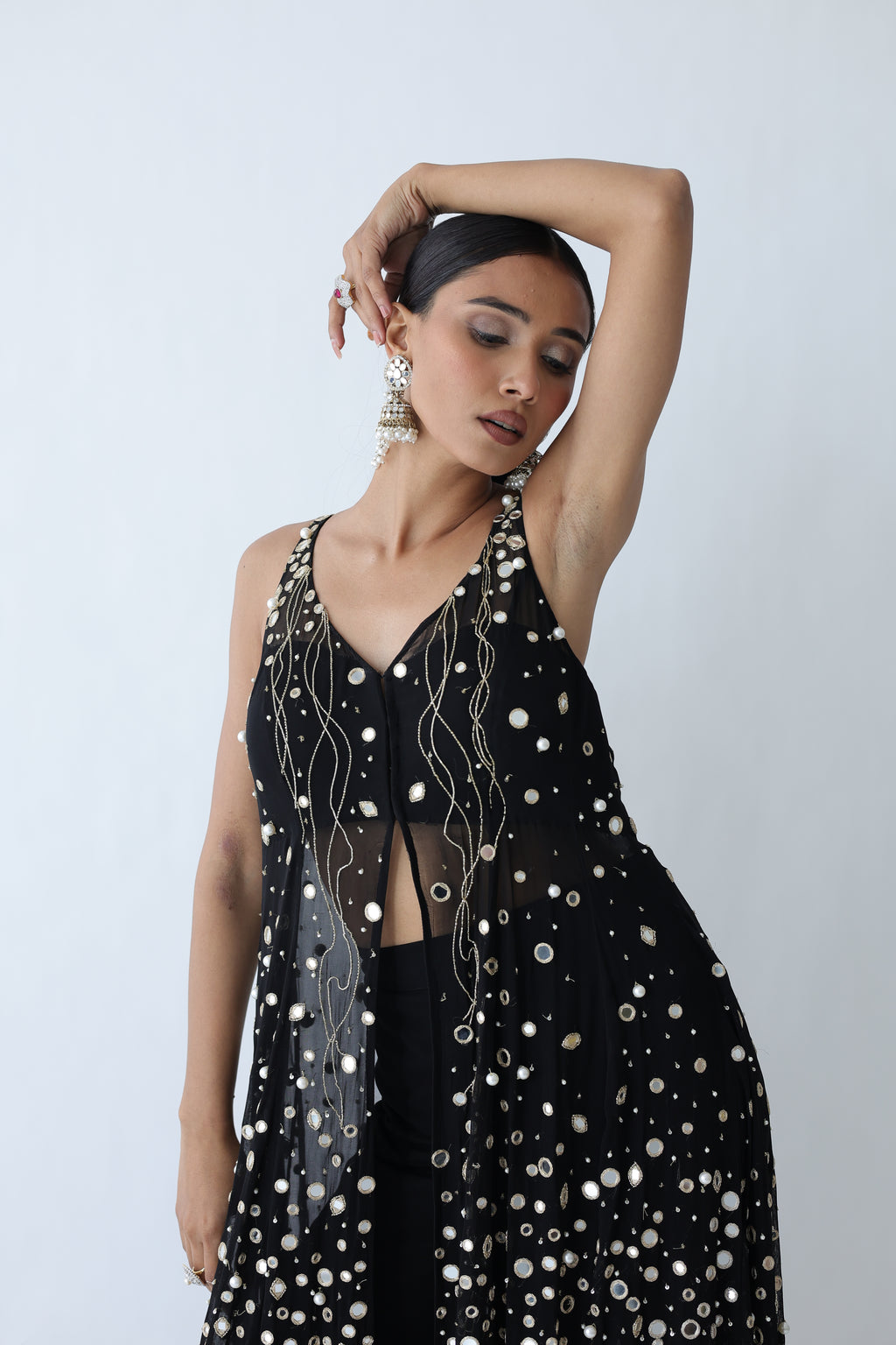 Kohinoor Assymetrical Kali Kurta With Wide Palazo And Dupatta