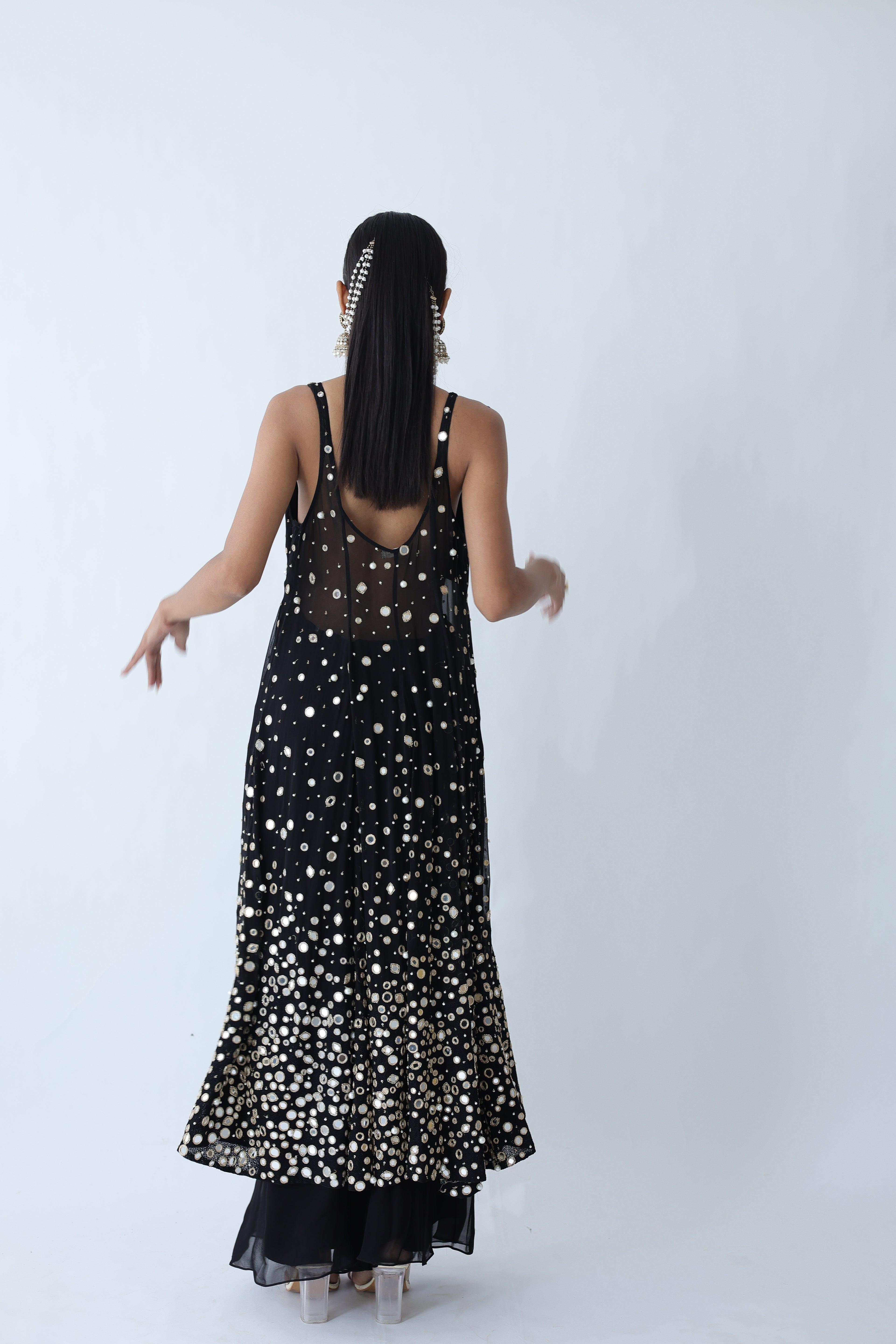 Kohinoor Assymetrical Kali Kurta With Wide Palazo And Dupatta