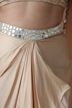 Afreen Open Cape With Bustier And Draped Skirt