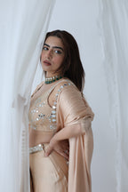 Afreen Open Cape With Bustier And Draped Skirt