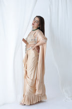 Afreen Open Cape With Bustier And Draped Skirt