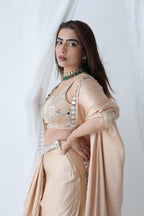 Afreen Open Cape With Bustier And Draped Skirt