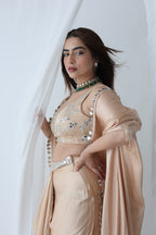 Afreen Open Cape With Bustier And Draped Skirt