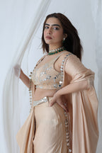 Afreen Open Cape With Bustier And Draped Skirt