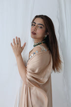 Afreen Open Cape With Bustier And Draped Skirt