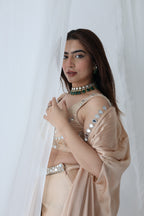 Afreen Open Cape With Bustier And Draped Skirt