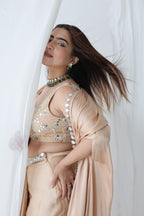 Afreen Open Cape With Bustier And Draped Skirt