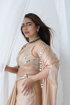 Afreen Open Cape With Bustier And Draped Skirt