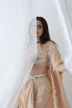 Afreen Open Cape With Bustier And Draped Skirt