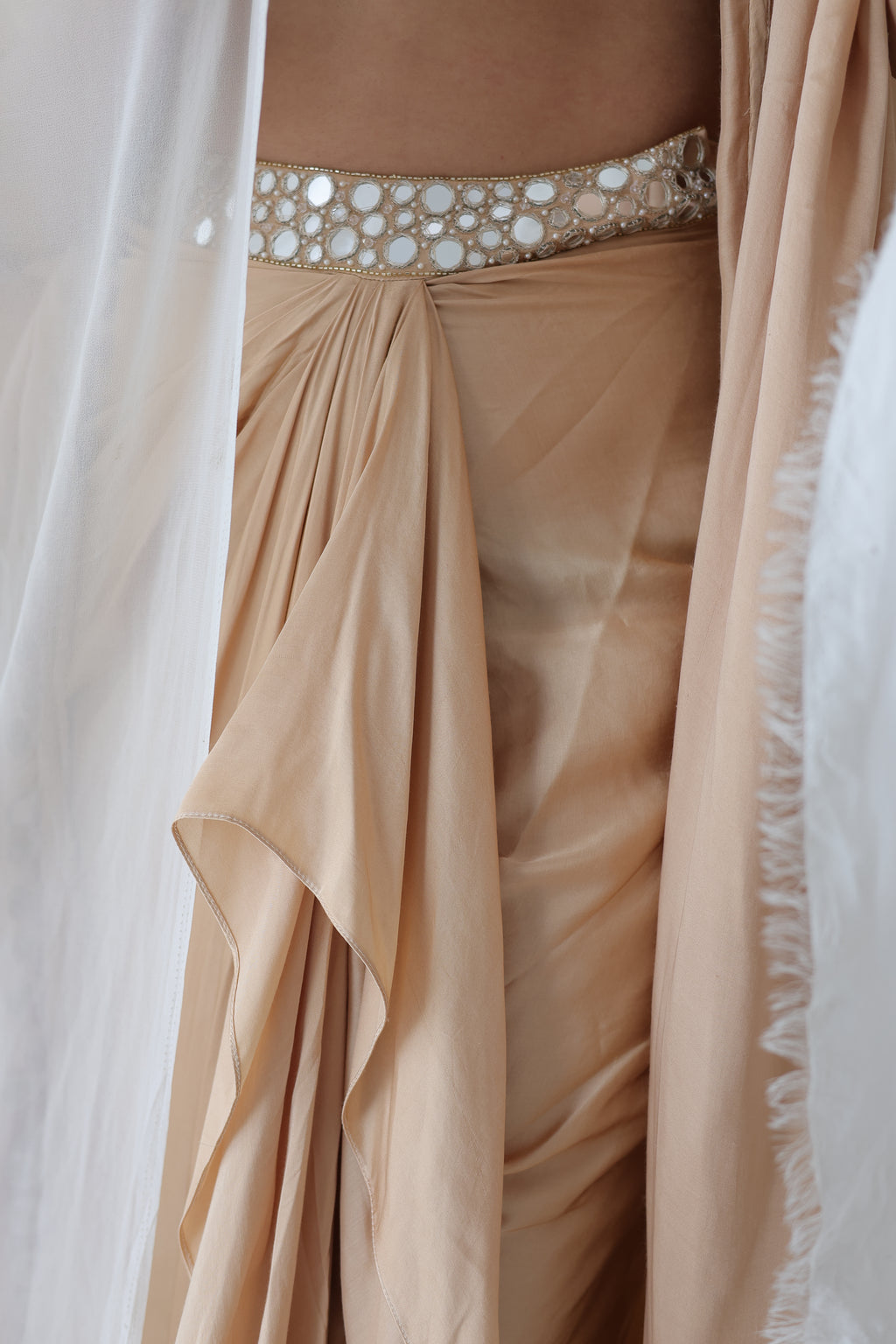 Afreen Open Cape With Bustier And Draped Skirt