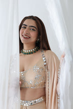 Afreen Open Cape With Bustier And Draped Skirt