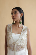 Inaya Organza Cape With Bustier And Circular Palazo