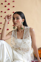 Inaya Organza Cape With Bustier And Circular Palazo