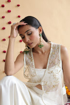 Inaya Organza Cape With Bustier And Circular Palazo