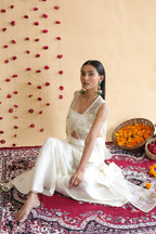 Inaya Organza Cape With Bustier And Circular Palazo