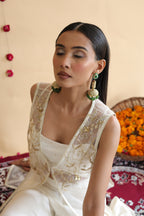 Inaya Organza Cape With Bustier And Circular Palazo