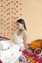 Inaya Organza Cape With Bustier And Circular Palazo