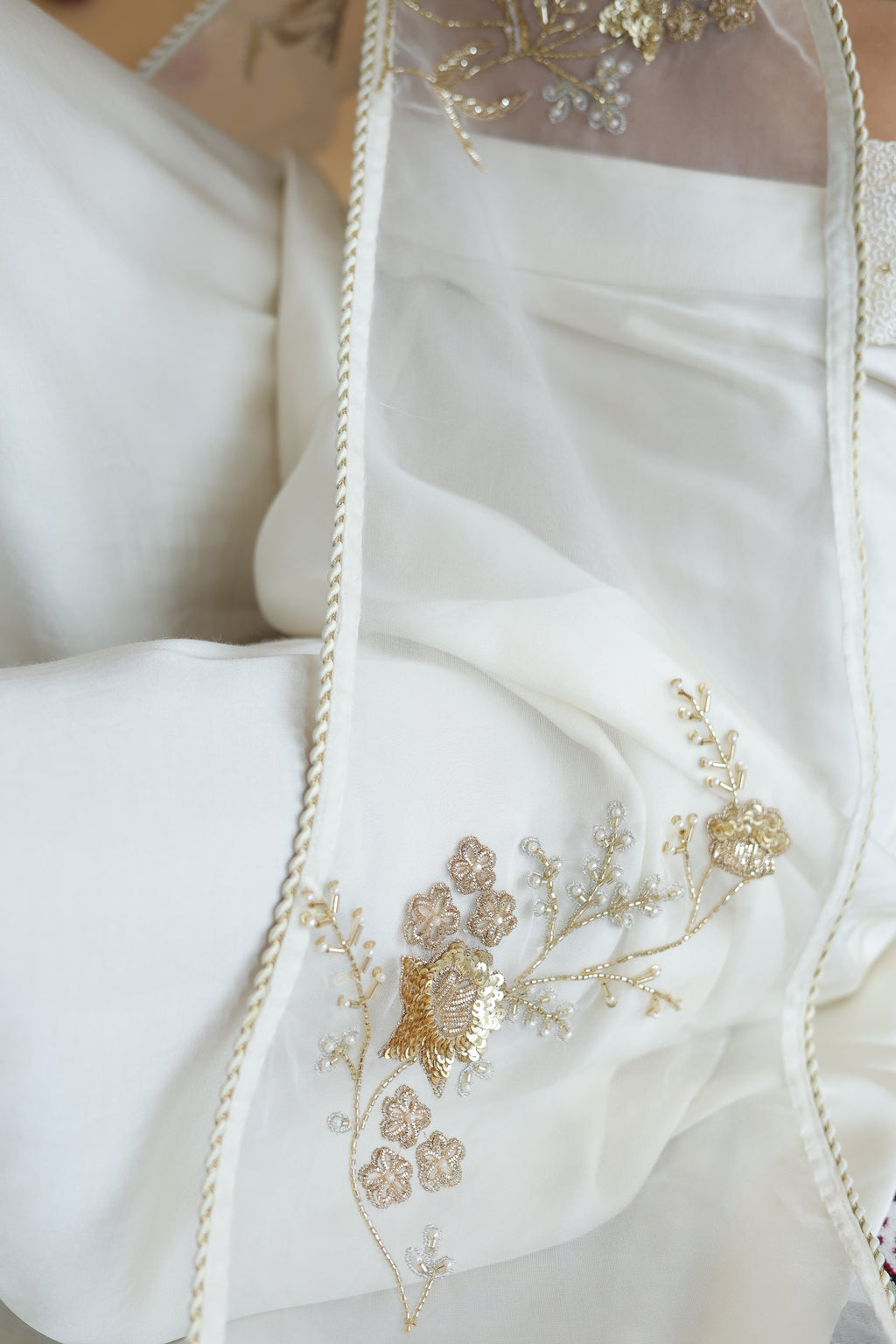 Inaya Organza Cape With Bustier And Circular Palazo