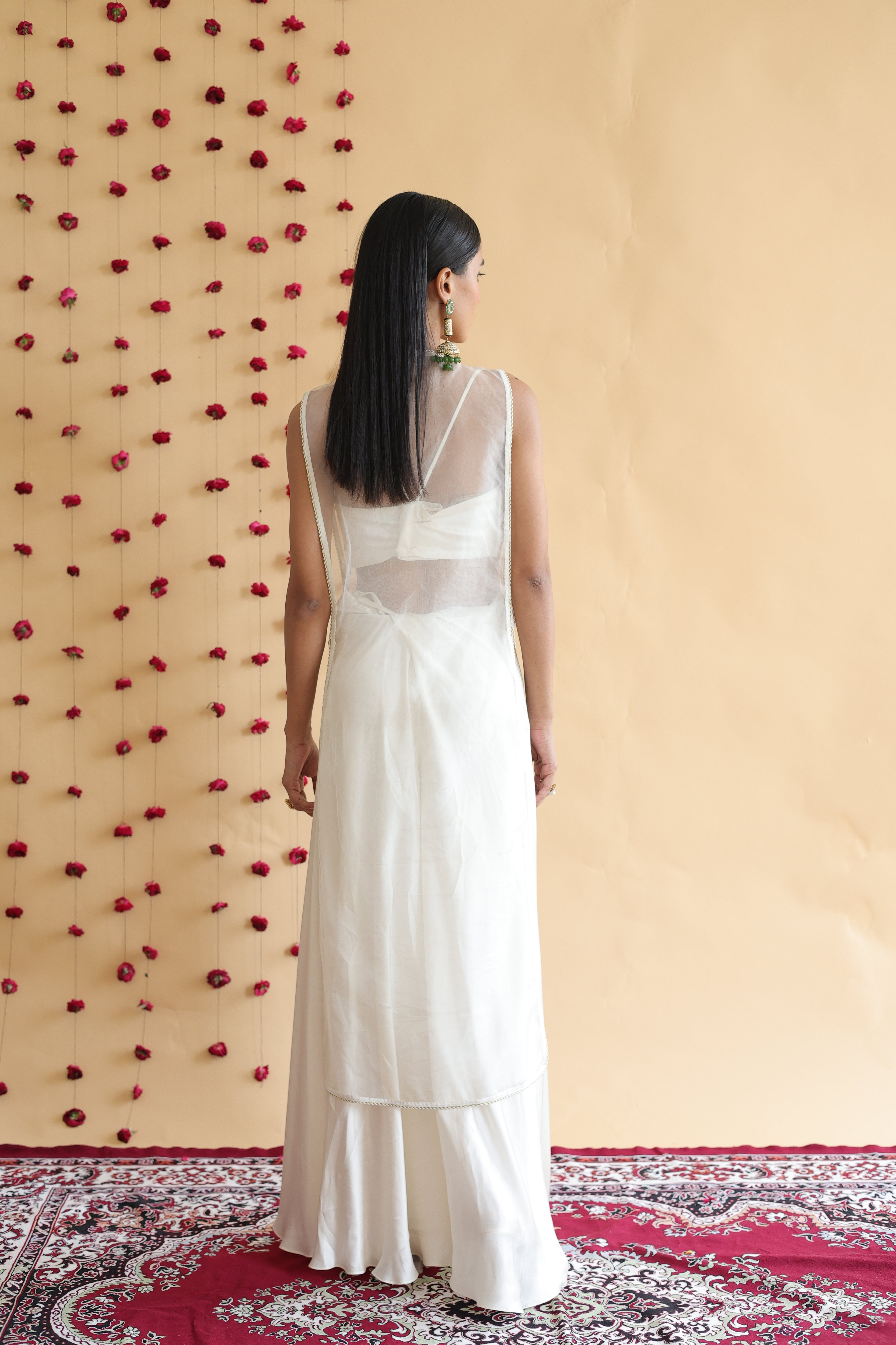 Inaya Organza Cape With Bustier And Circular Palazo