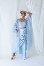 Aarzu Open Cape With Draped Skirt