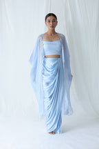 Aarzu Open Cape With Draped Skirt