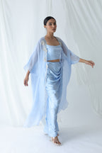 Aarzu Open Cape With Draped Skirt