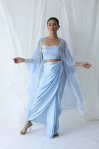 Aarzu Open Cape With Draped Skirt