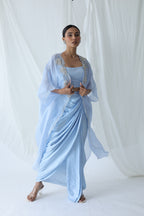 Aarzu Open Cape With Draped Skirt
