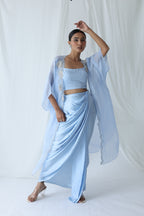 Aarzu Open Cape With Draped Skirt