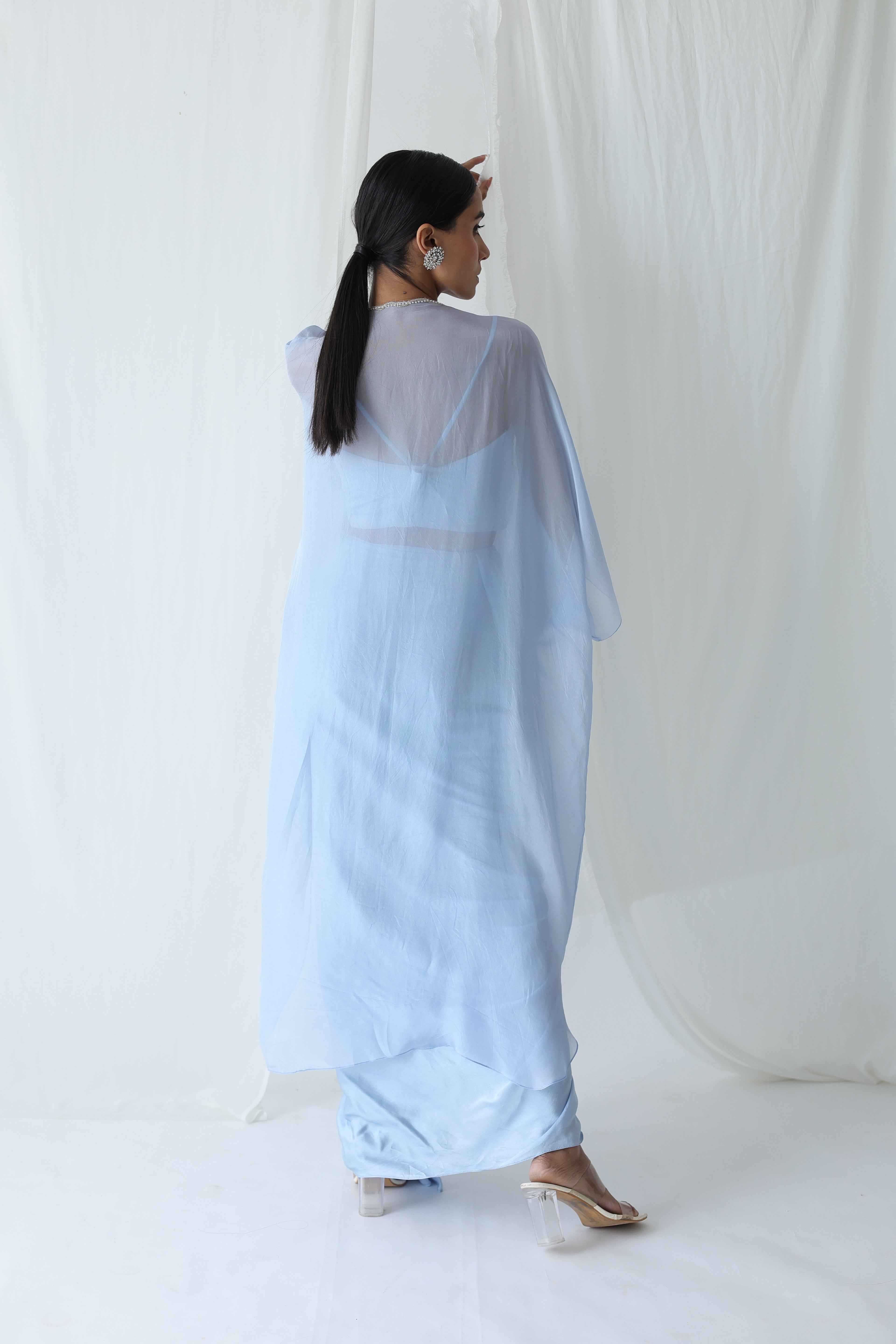 Aarzu Open Cape With Draped Skirt