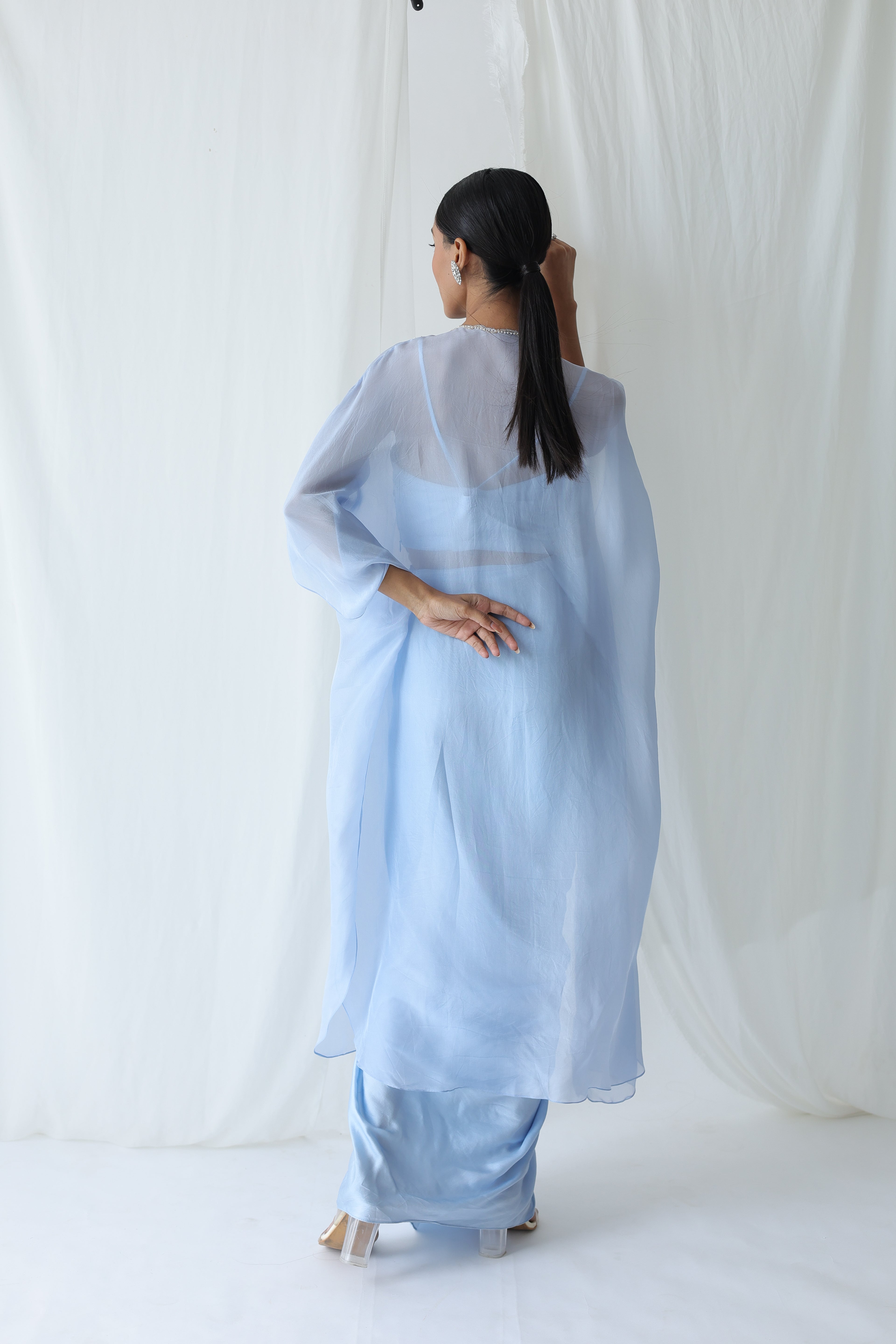 Aarzu Open Cape With Draped Skirt